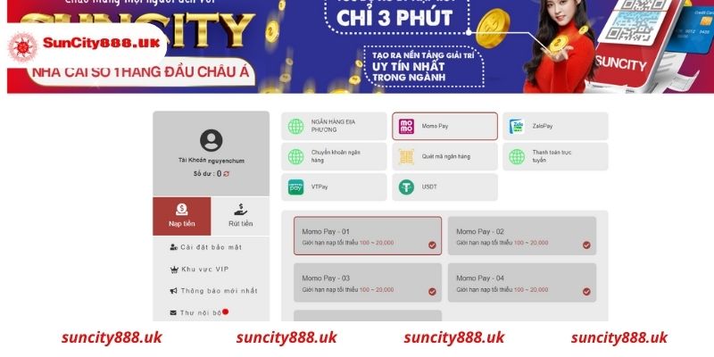 Hướng dẫn Nạp tiền Suncity vô cùng nhanh chóng và hiệu quả